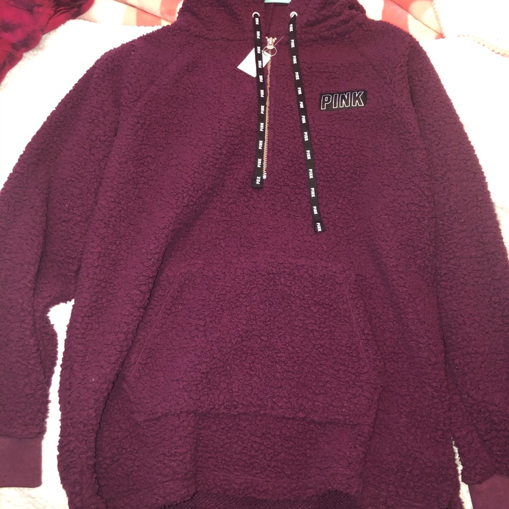 PINK Sherpa Half Zip Hoodie - Picture 2 of 5